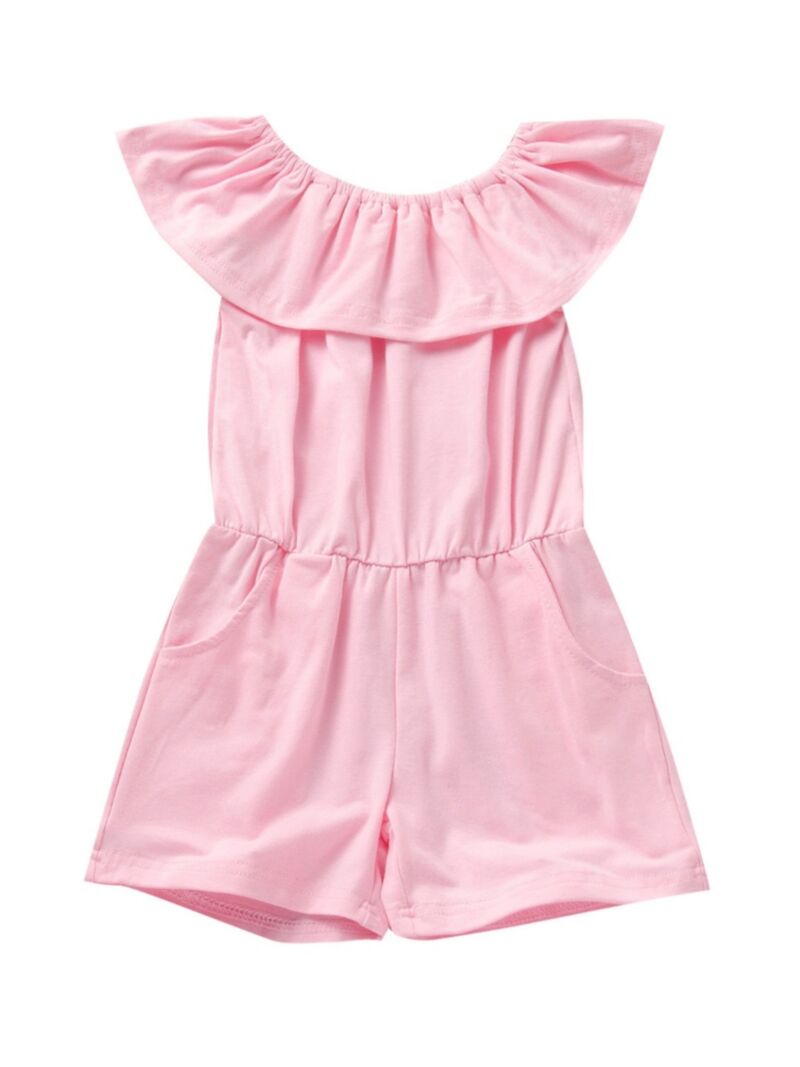 Wholesale Summer Little Girl Solid Color Off Shoulder J