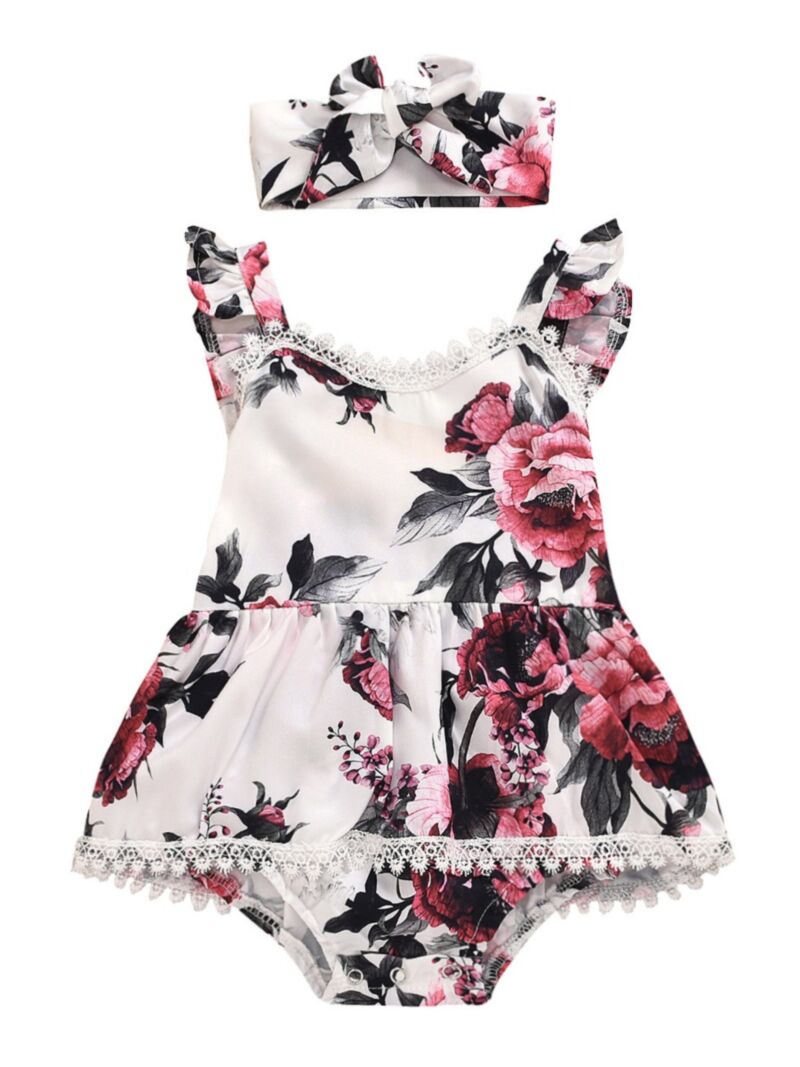 Wholesale 2Piece Baby Girl Flower Lace Romper Dress an