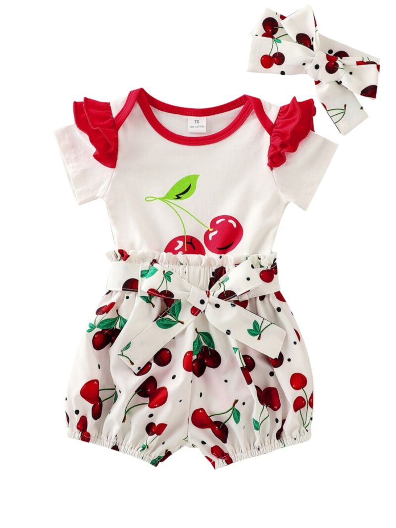 Wholesale 3Piece Baby Girl Cherry Clothes Outfits 2005