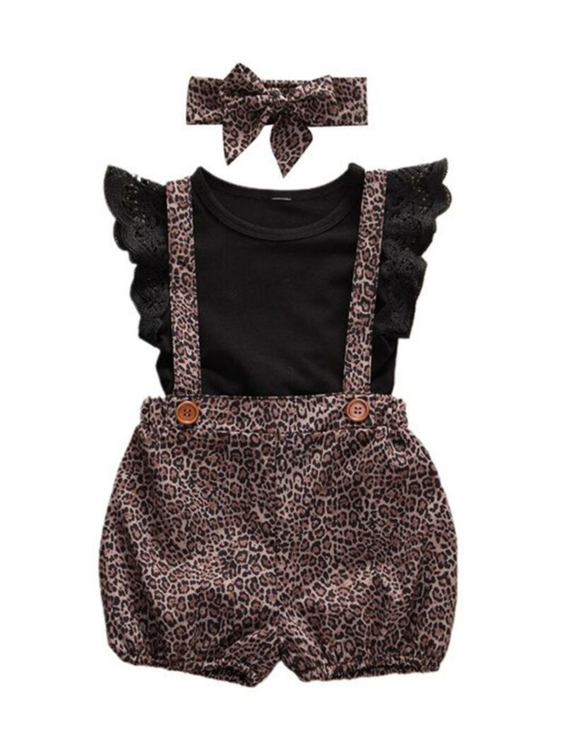 Wholesale 3Piece Toddler Girl Leopard Print Summer Out