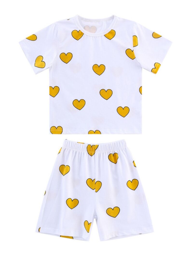 Wholesale 2 PCS Love Heart Sleepwear Set Top & Shorts 2