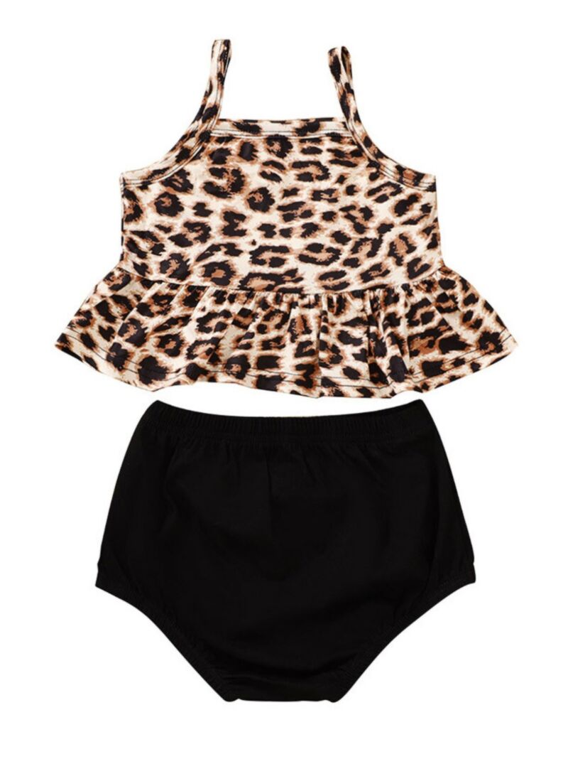 Wholesale 2 Piece Baby Girl Leopard Printed Set Cami To