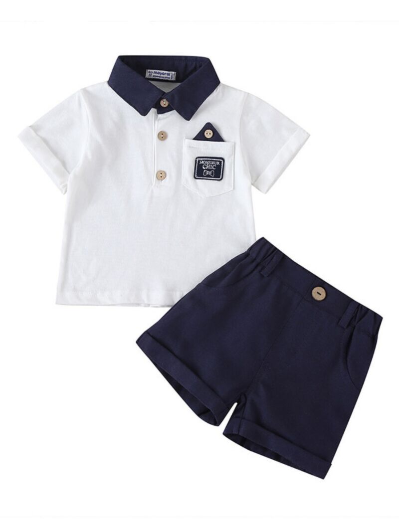 Wholesale 2 Pieces Simple Little Boy Polo Shirt & Short