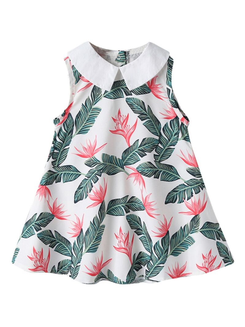 Wholesale Leave Printed Toddler Girl Sleeveless Shirt D