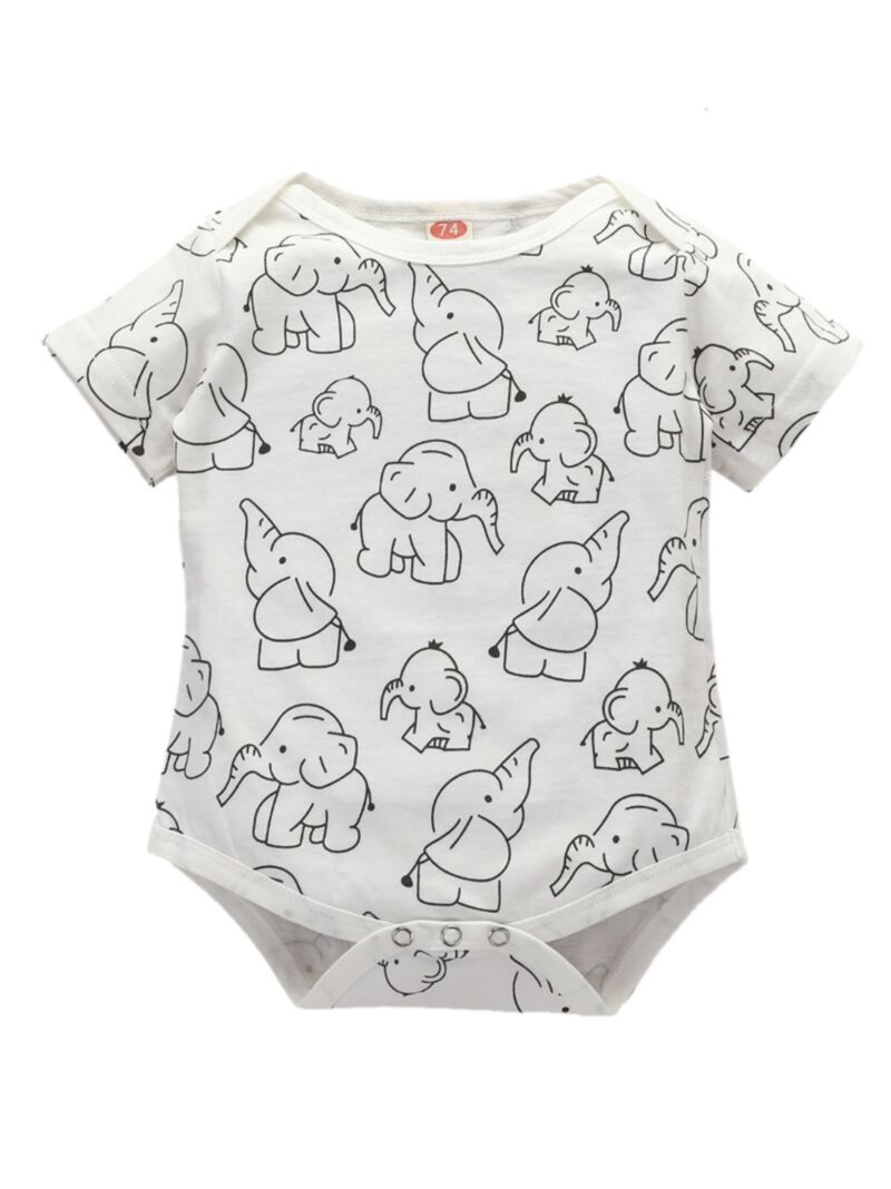 Wholesale Stylish Baby Elephant Printed Bodysuit 200614
