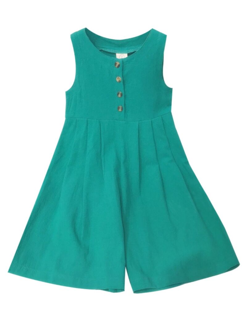 Wholesale Little Girl Solid Color Linen Tank Jumpsuit 2