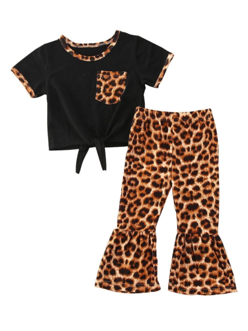 Wholesale 2Piece Little Girl Leopard Printed Set Self
