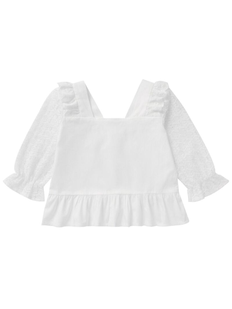 Wholesale Baby Girl Lace Patchwork Ruffle Hem Blouse Wh