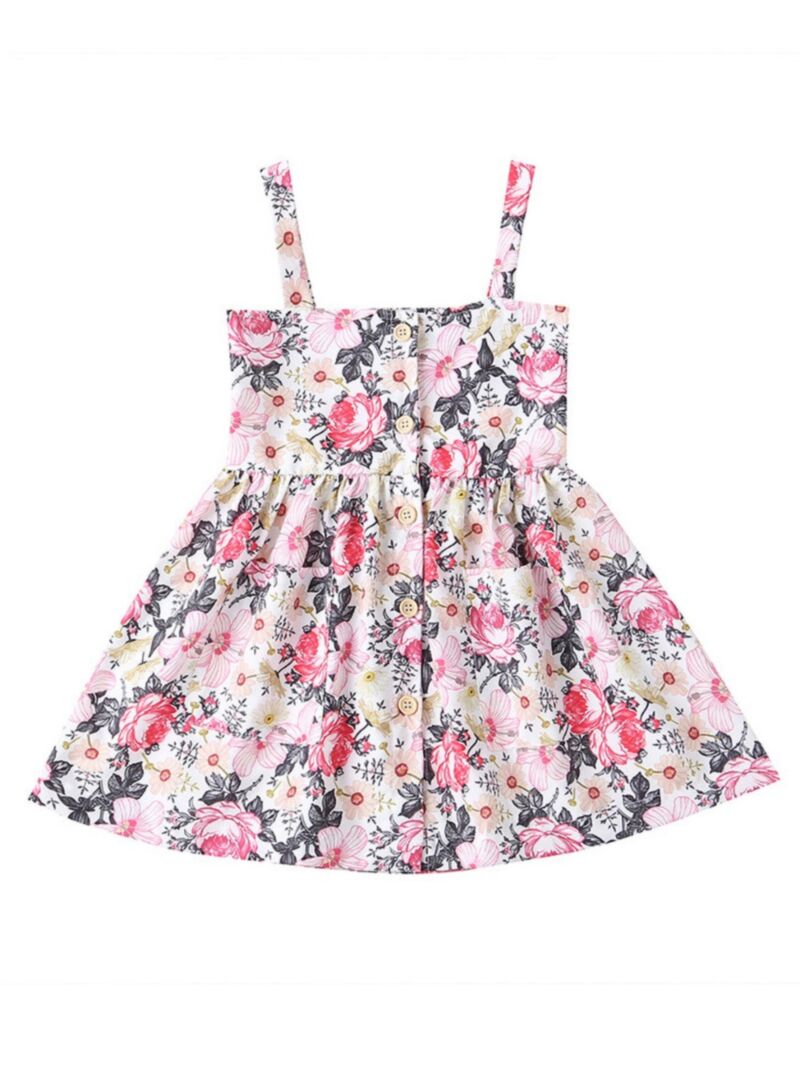 Wholesale Summer Little Girl Front Button Floral Print