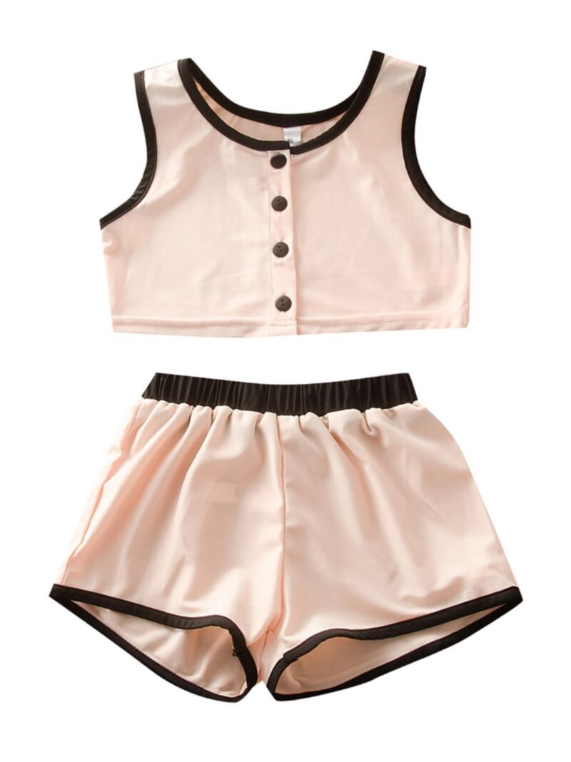 Wholesale 2 Pieces Little Girl Solid Color Set Tank Cro