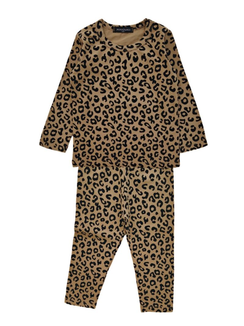 Wholesale 2 Pieces Kid Unisex Leopard Print Pajama Set