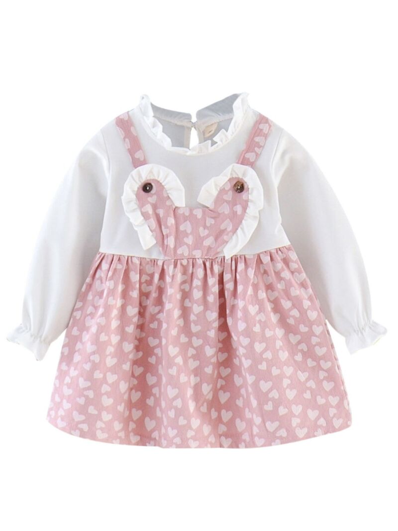 Wholesale Toddler Girl Fake Two Pieces Love Heart Print
