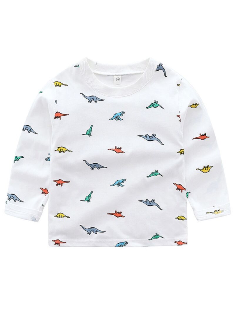 Wholesale Little Boy Dinosaur Print WhiteTshirt 200729