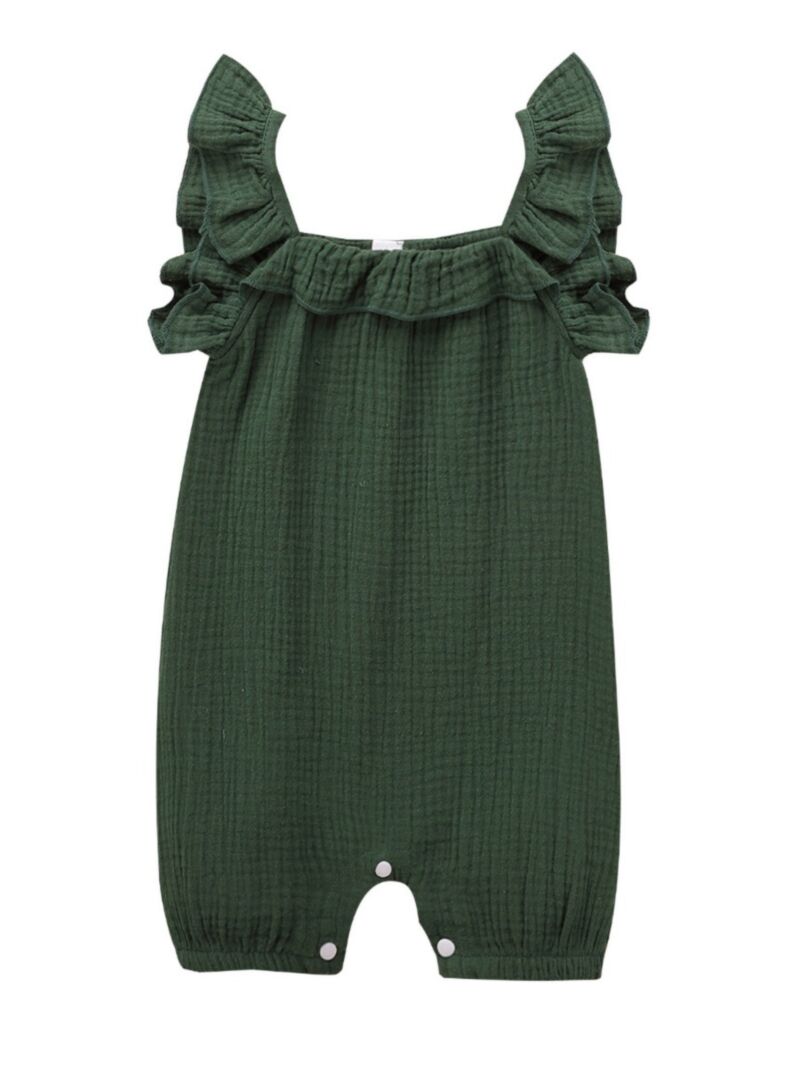 Woodland Print Organic Muslin Flutter Baby Jumpsuit