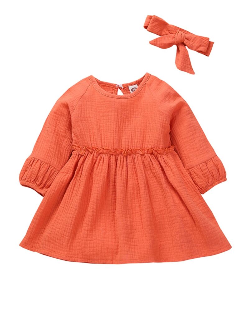 Wholesale 2 Pieces Baby Girl Muslin Dress With Headband