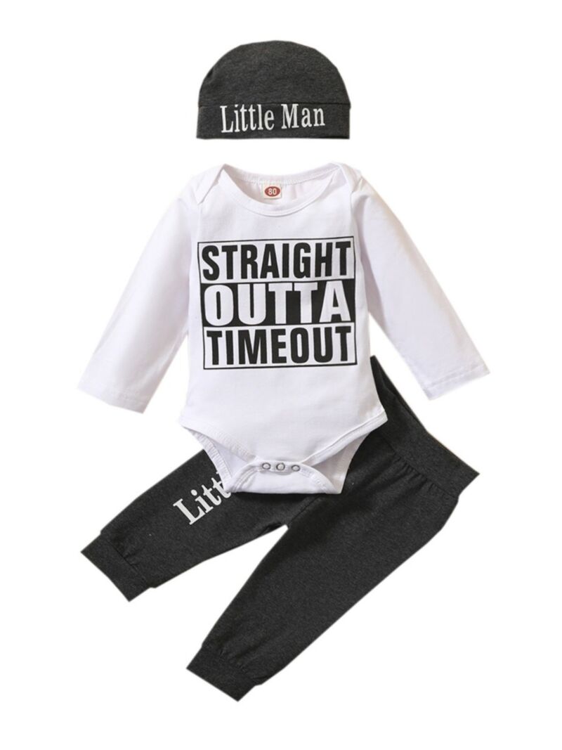 Wholesale 3 Pieces Baby Boy Letter Set Bodysuit & Pants