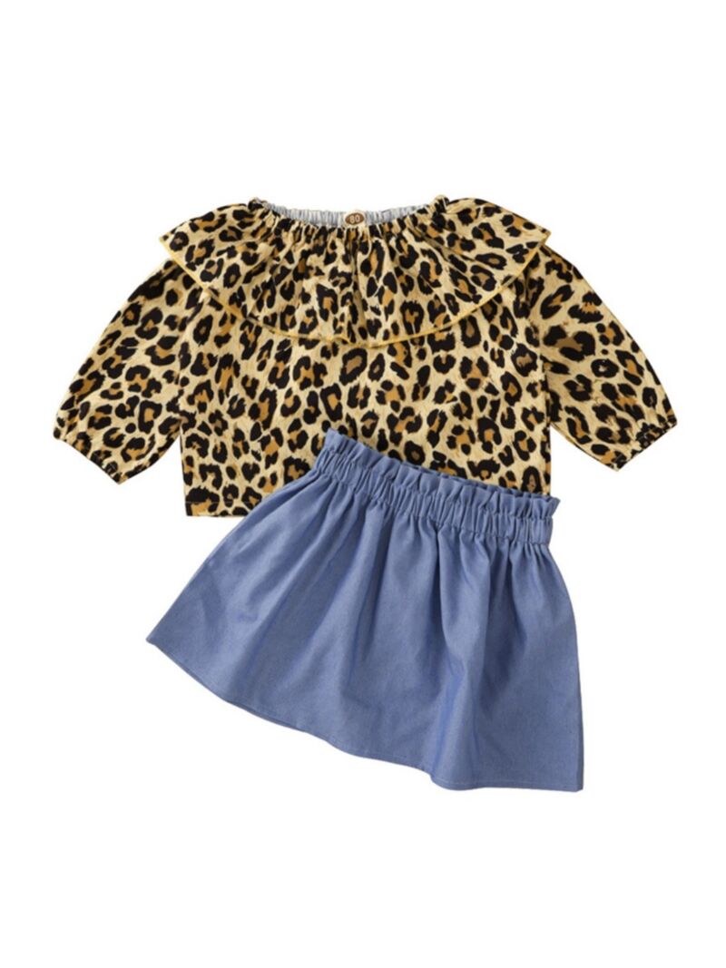 Wholesale 2 Pieces Baby Girl Leopard Print Top Matching