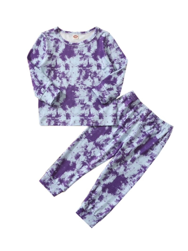 Wholesale 2 Pieces Kid Boy Tie Dye Set Crew Neck Top Wi