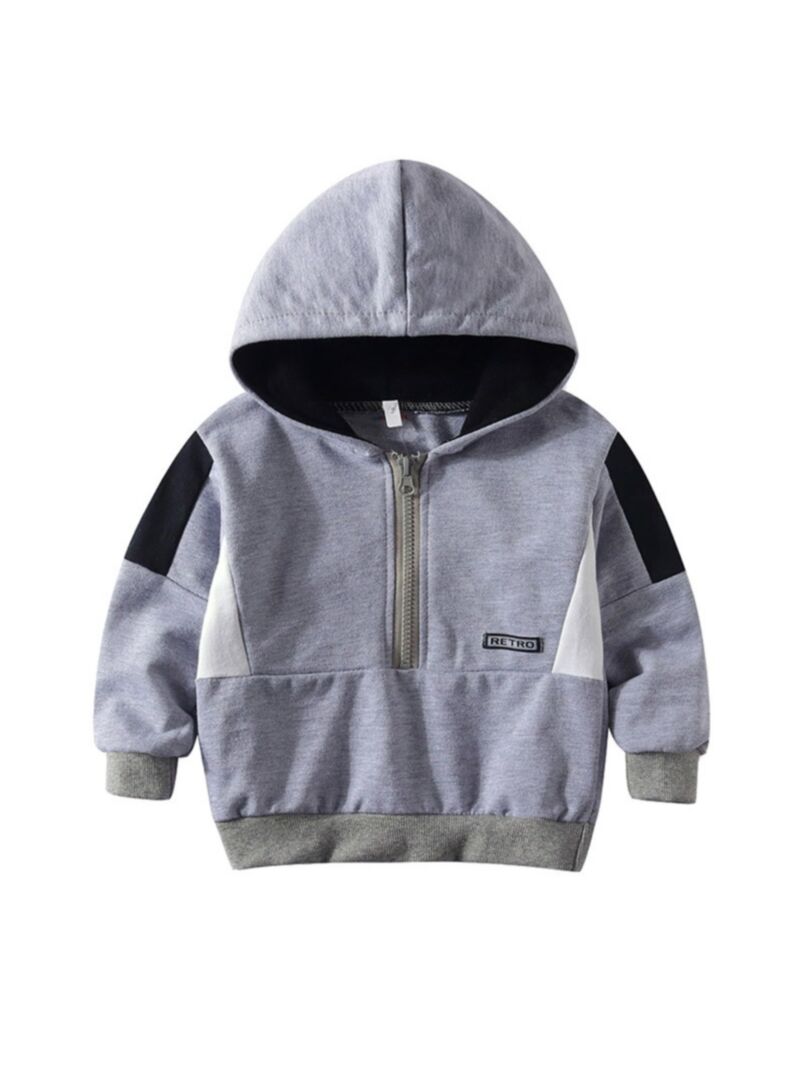 Wholesale Kid Boy Half Zipped Casual Grey Hoodie 200921