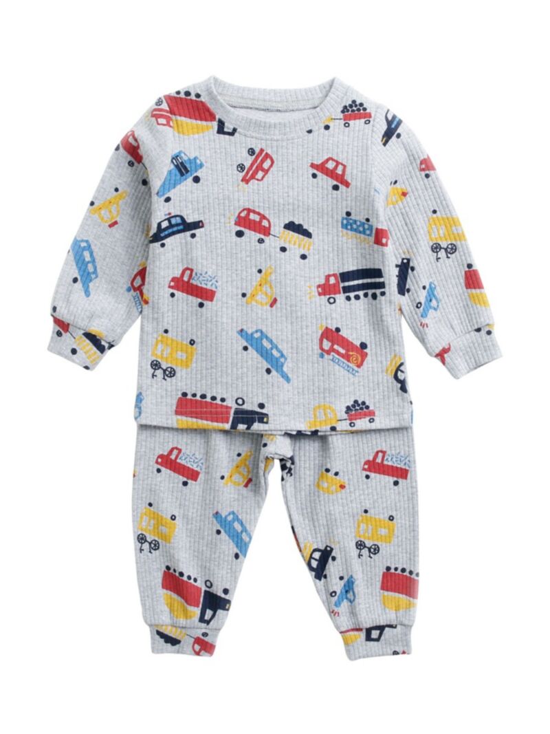 Wholesale 2 Pcs Little Boy Car Loungewear Set Top Match