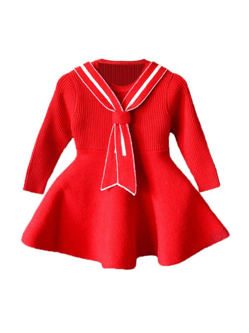 Wholesale Kid Girl Tie Red Sweater Dress 200929167 ki
