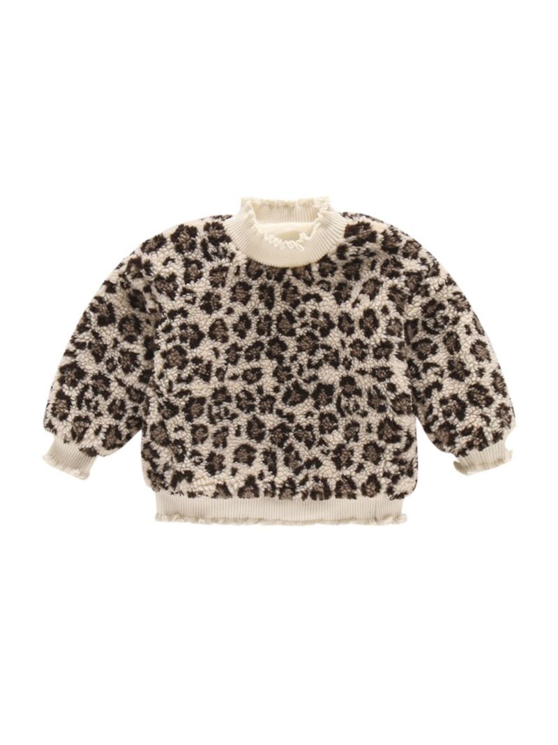 Wholesale Kid Girl Leopard Fleece Pullover Top 20101069