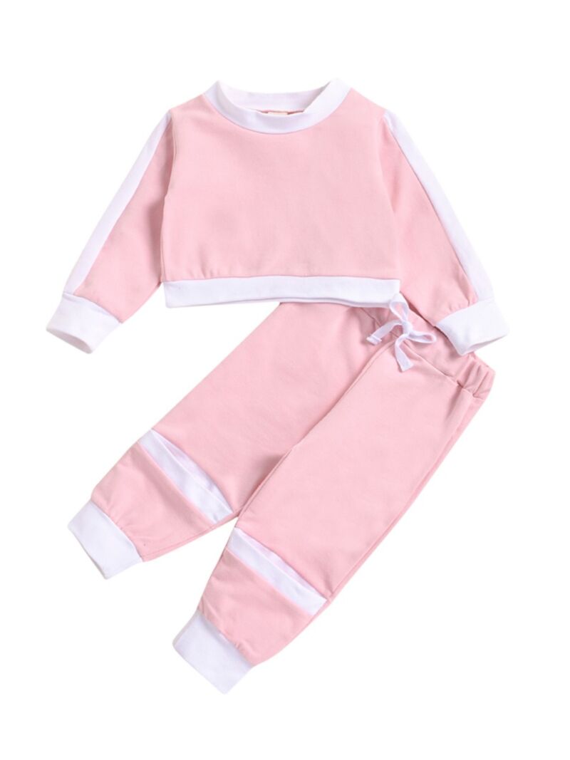 Wholesale 2 Pieces Kid Girl Sports Set Crop Sweatshirt
