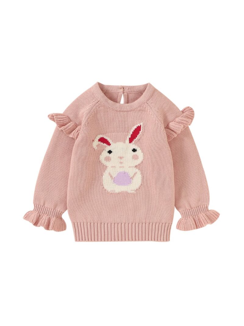 Wholesale Baby Girl Rabbit Ruffle Trim Sweater 20101860