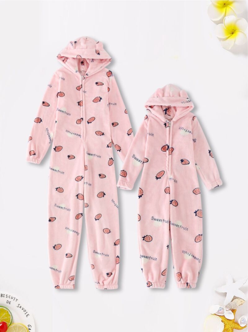 Wholesale Mother And Daughter Pajamas Teddy Jumpsuit 20