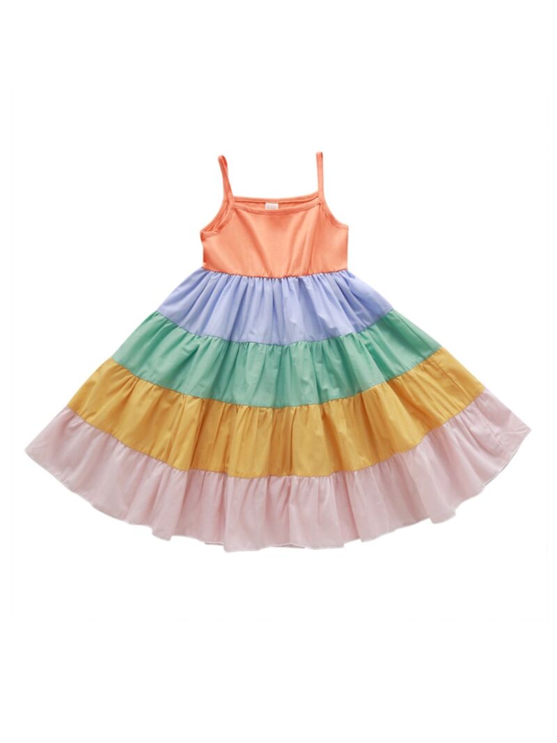 Wholesale Kid Girl Rainbow Stripe Cami Dress 201201637