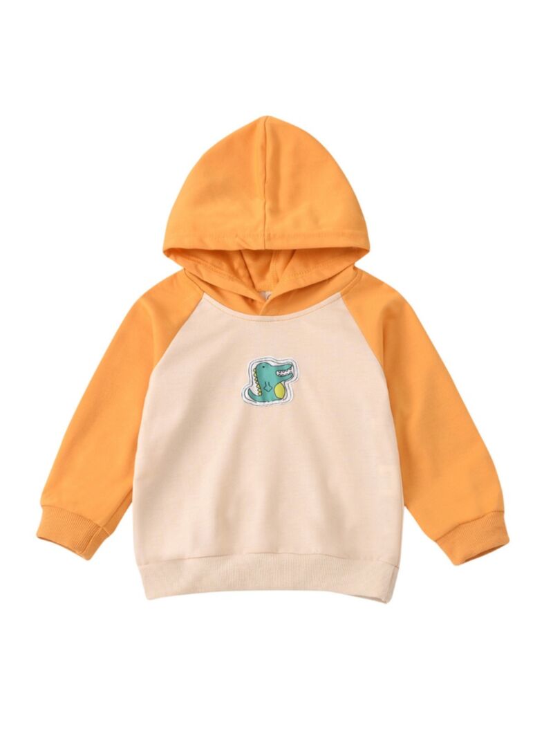 Wholesale Baby Kid Boy Color Block Dino Hooded Sweatshi