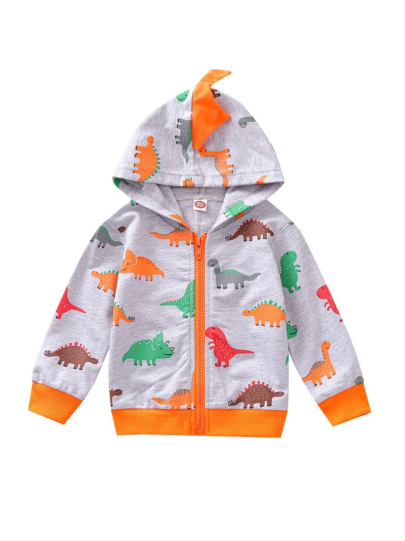 Wholesale Toddler Boy Dinosaur Orange Hooded Jacket 201