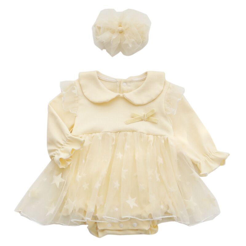 Wholesale 018M Baby Girls Doll Collar Star Mesh Bodysu