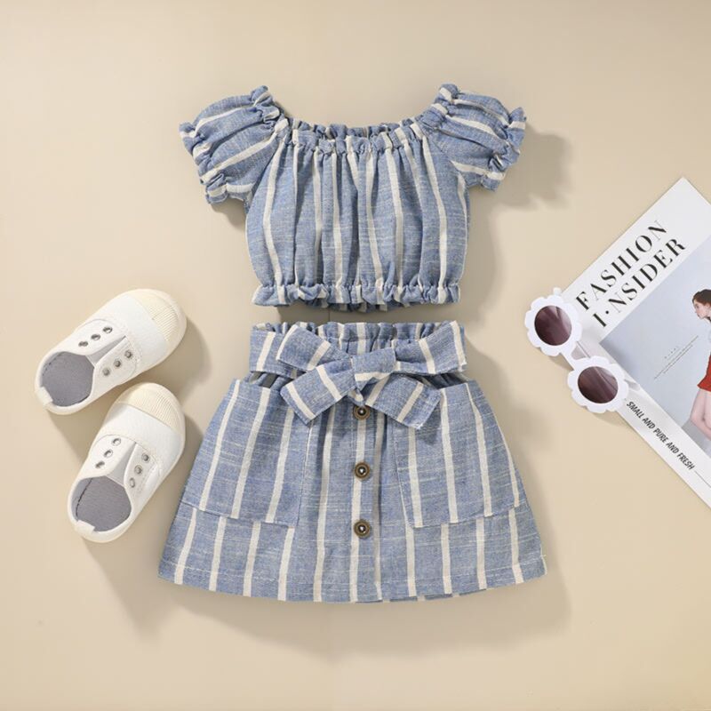 Wholesale 9M4Y Toddler Girl Sets ShortSleeved Striped
