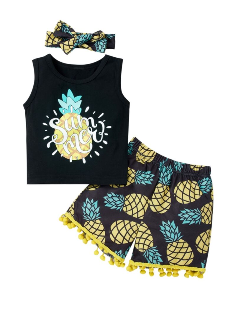 Wholesale 3 Pieces Little Girl Pineapple Printed Set Ta