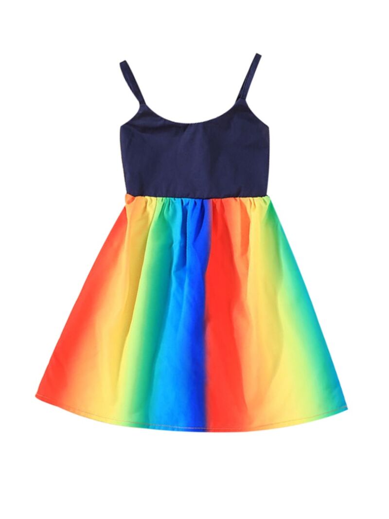 Wholesale Little Girl Rainbow Print Cami Dress 21012737