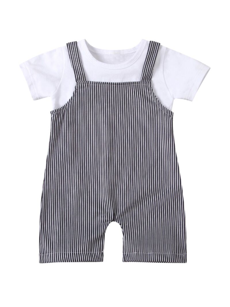 Wholesale Two Pieces Baby White TShirt With Stripe Ove