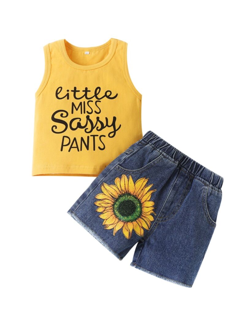 Wholesale 2 PCS Girl Little Miss Sassy Pants Outfit Tan