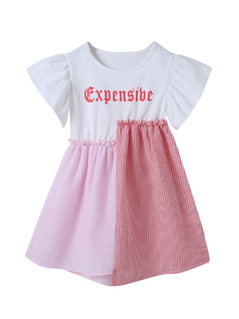 Wholesale Kid Girl Expensive Print Color Blocking Flare