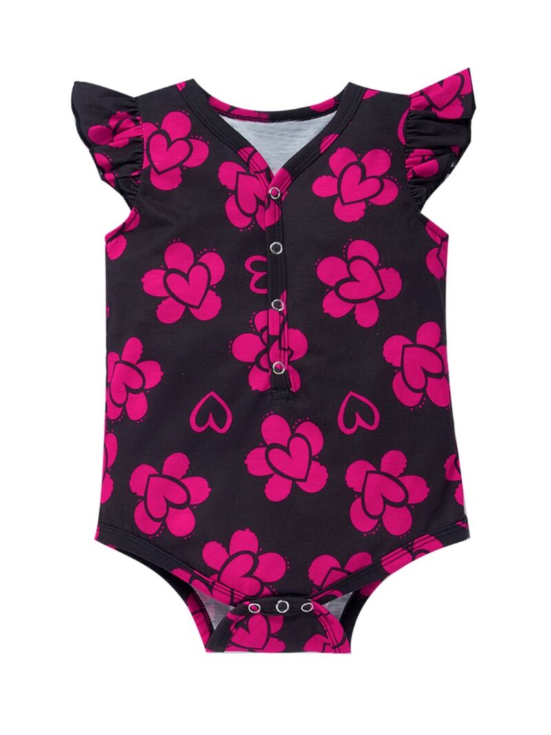 Wholesale Baby Girl Flower Love Heart Print Bodysuit 21