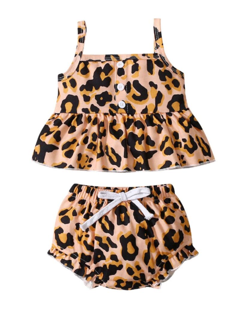 Wholesale Two Pieces Baby Girl Leopard Print Set Cami T