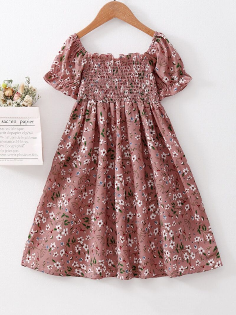 Wholesale Big Girl Clothing Puff Sleeve Floral Print Sh
