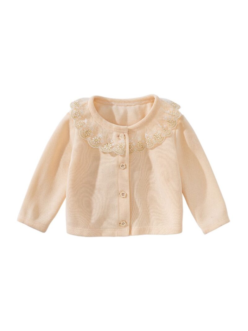 Wholesale Floral Collar Plain Baby Toddler Girl Cardiga