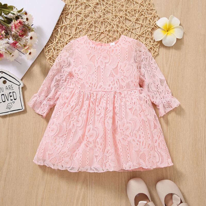 Wholesale Baby Girl Floral Lace Print Baby Girl Dresses