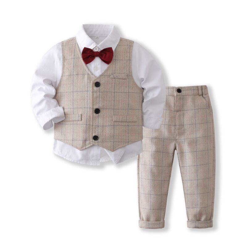 Wholesale 9M5Y Toddler Boys Suit Sets Long Sleeve Plai