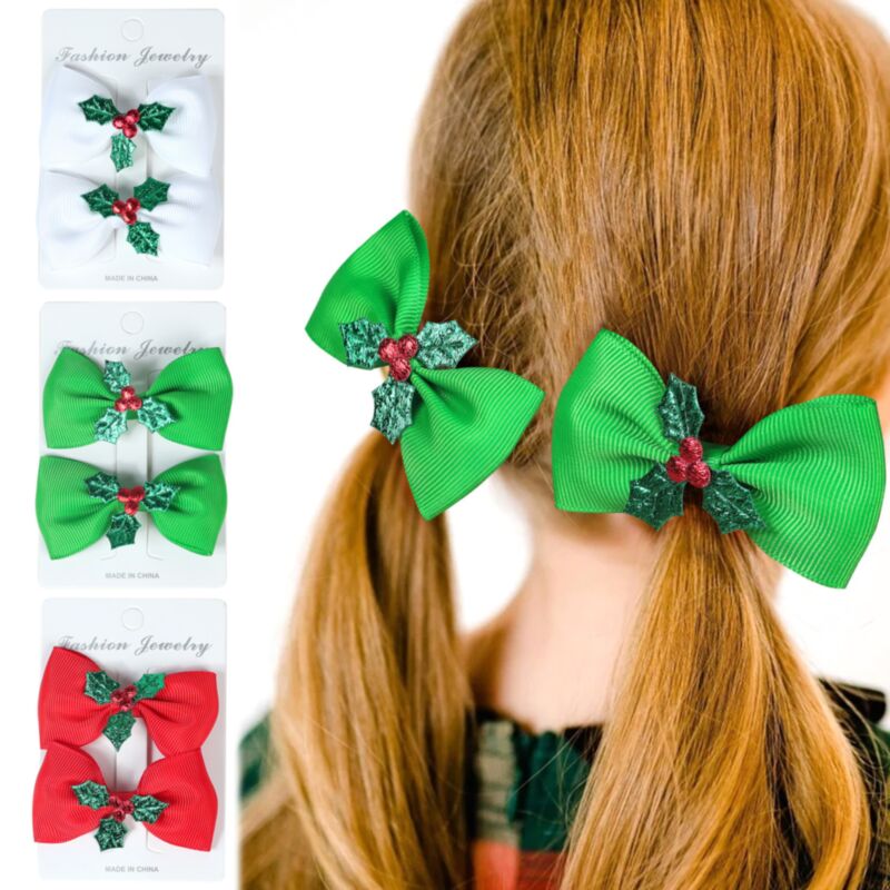 Wholesale Christmas Bow Hair Clip 2 Pack Children's Hai