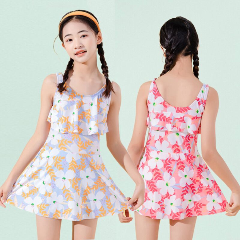 Wholesale 913Y Flower Print Suspender Lotus Swimwear D