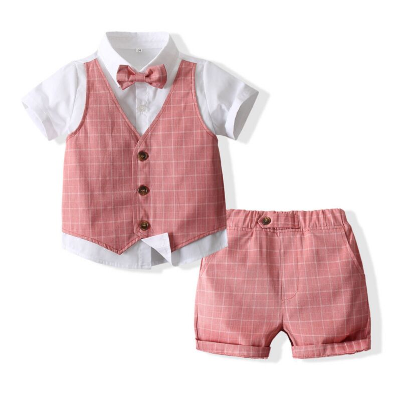 Wholesale 18M6Y Toddler Boys Suit Sets Plaid Shirts