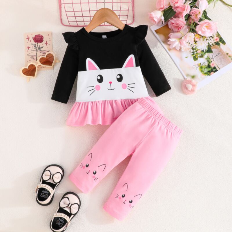 Wholesale 324M Baby Girls Cartoon Emoji Print Fly Long