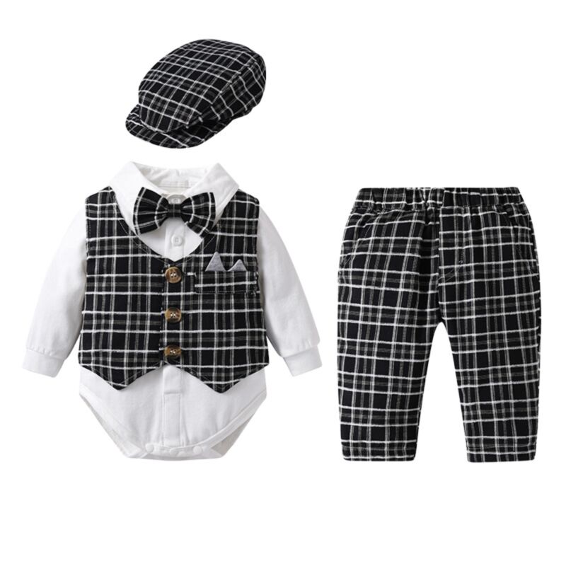 Wholesale 018M Baby Boy Suit Sets Long Sleeve Bow Tie